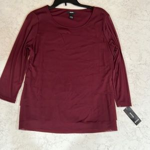 Women’s Alfani Burgundy Long Sleeve Tiered Blouse Size L